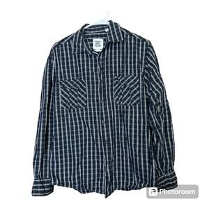 Paper‎ Denim & Cloth Striped Long Sleeve Button Up Shirt Size Medium Black White